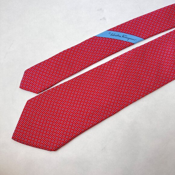 Salvatore Ferragamo Red logo print silk tie - Picture 1 of 2